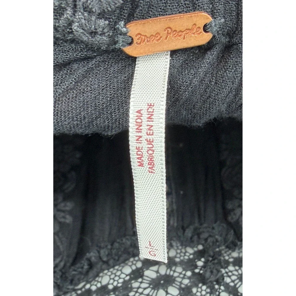 Free People Kiss Kiss Tunic Large Black Lace Boho‎ Festival Witchy Whimsigoth